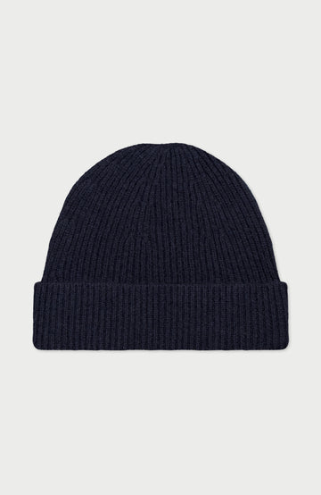 Navy Merino Cashmere Beanie By Paul James