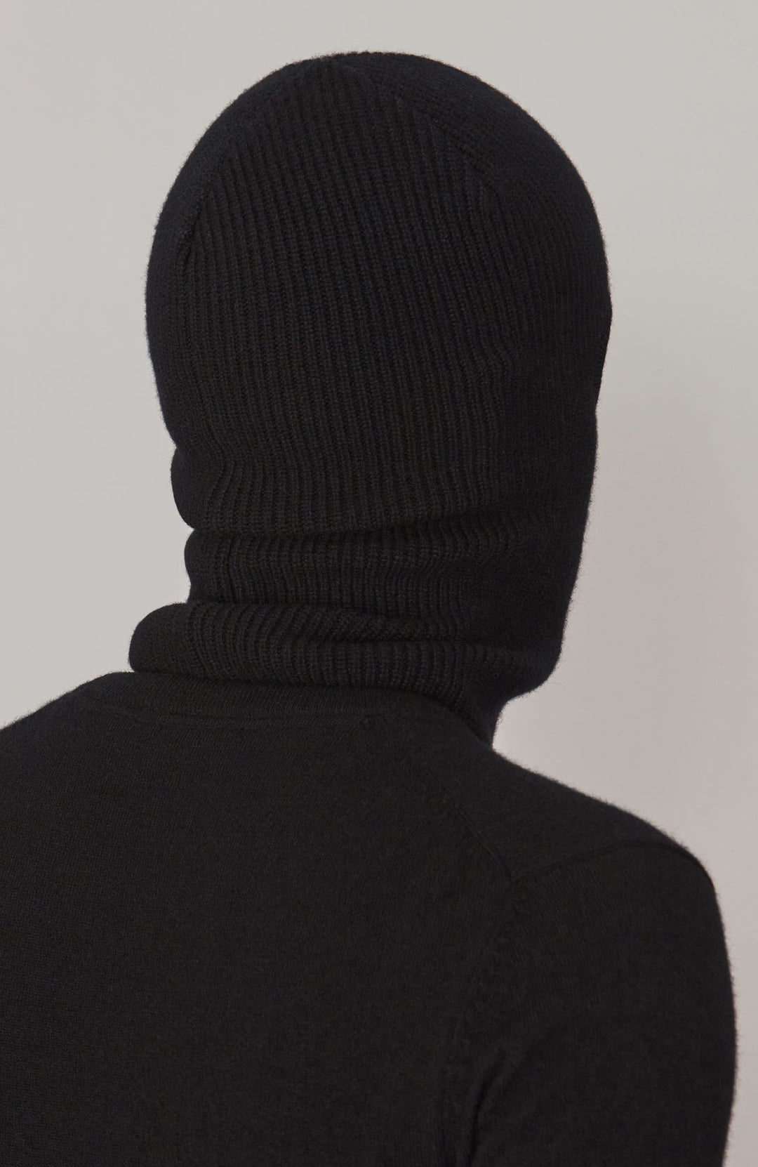 black ribbed merino cashmere balaclava by Paul James