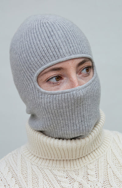 grey wool cashmere balaclava