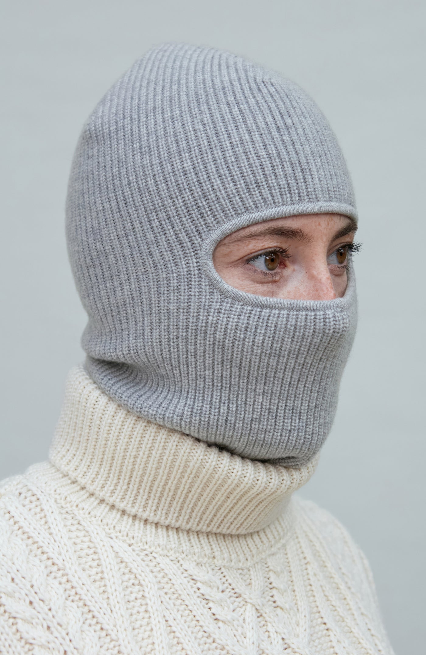 grey wool cashmere balaclava