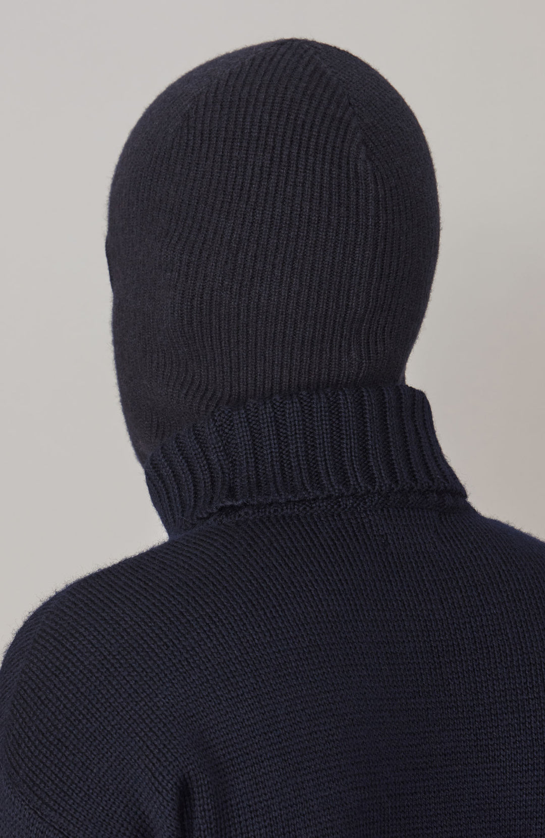 navy ribbed merino cashmere balaclava by Paul James