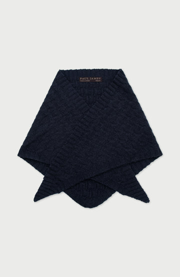 Navy Merino Cashmere Triangle Scarf By Paul James