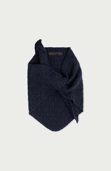 Navy Merino Cashmere Triangle Scarf By Paul James