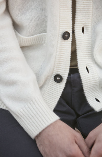 mens ecru lambswool cardigan