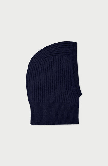 Navy Merino Cashmere Open Face Balaclava By Paul James