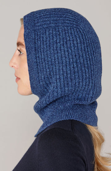 blue womens cashmere merino wool balaclava by Paul James