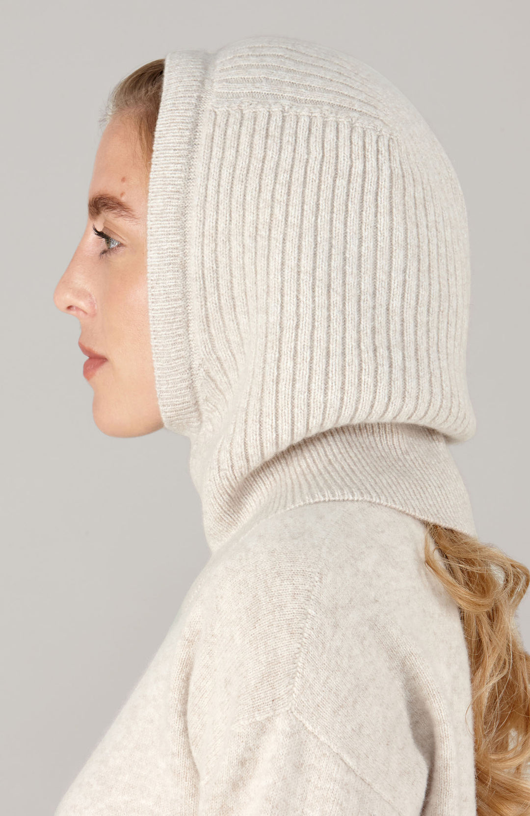 beige womens cashmere merino wool balaclava by Paul James
