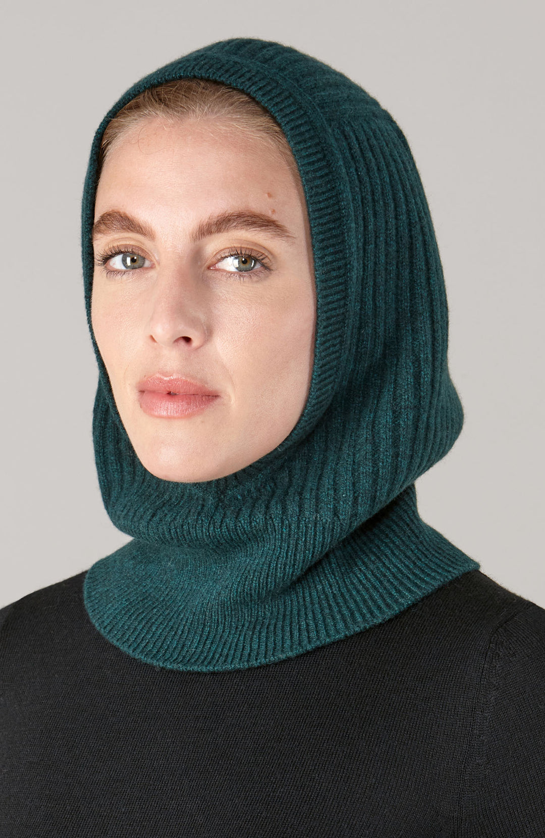 Green Merino Cashmere Open Face Balaclava By Paul James