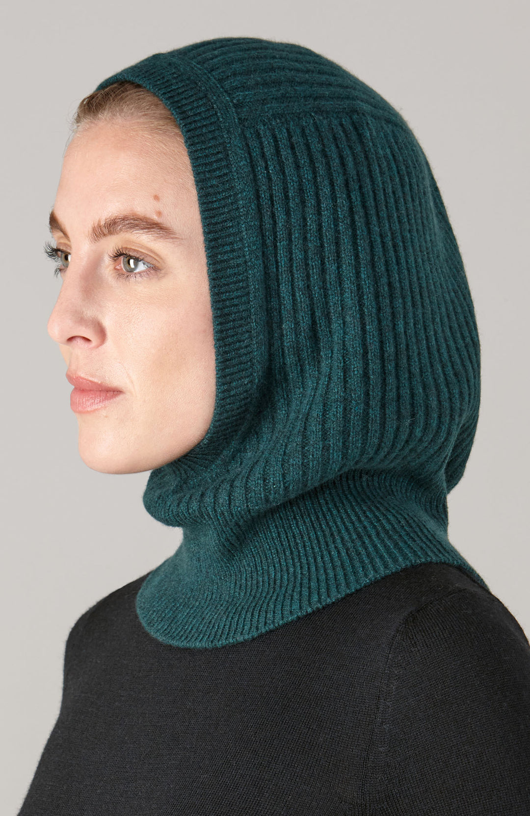 Green Merino Cashmere Open Face Balaclava By Paul James