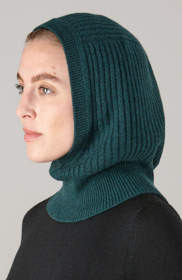 Green Merino Cashmere Open Face Balaclava By Paul James