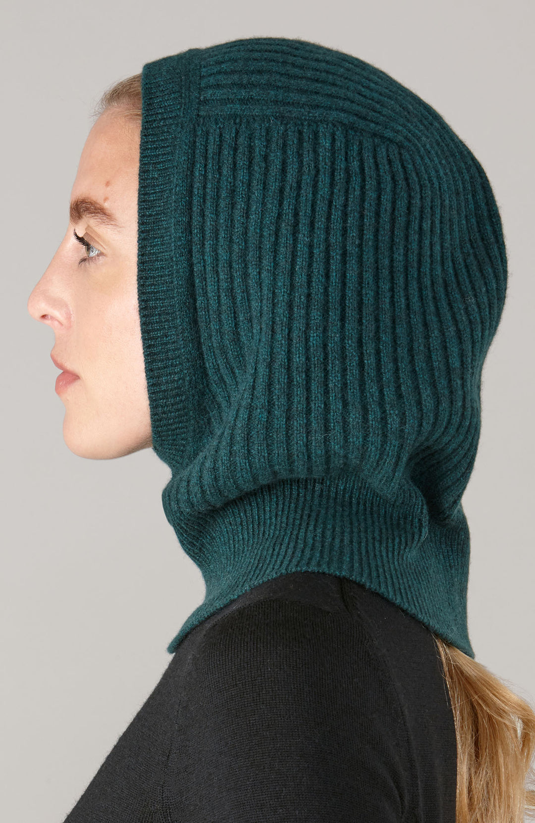 Green Merino Cashmere Open Face Balaclava By Paul James