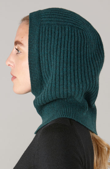 Green Merino Cashmere Open Face Balaclava By Paul James