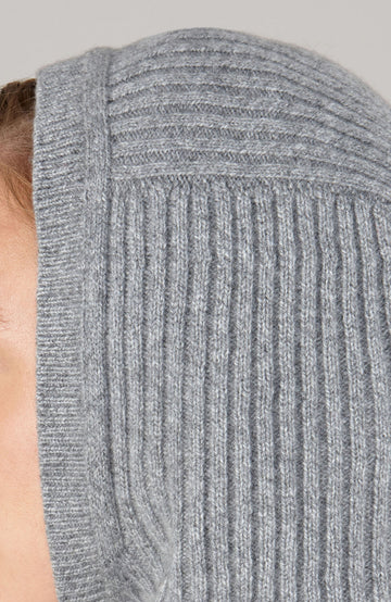 Grey merino cashmere open face balaclava by Paul James