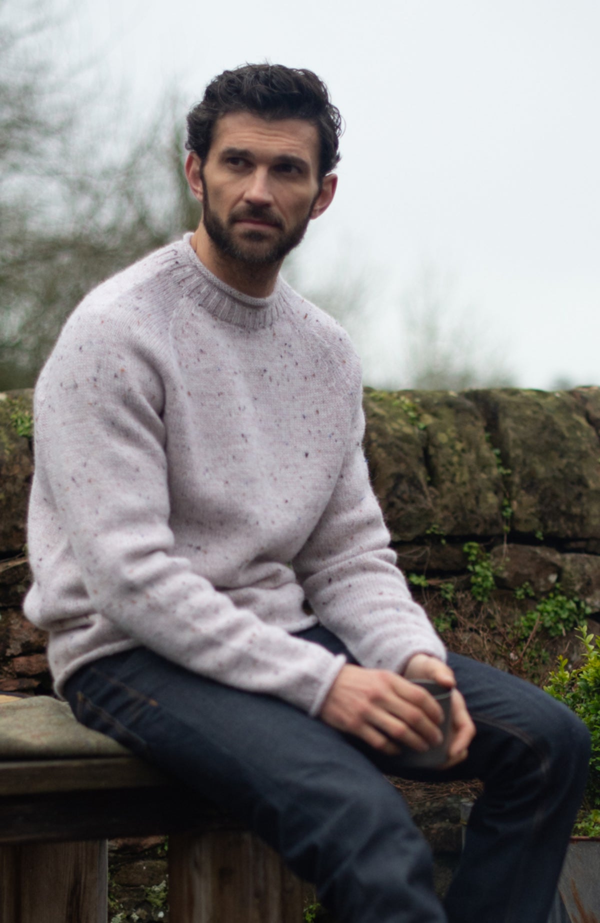 Mens British Wool Fishermans Crew Neck Jumper - Feature 1