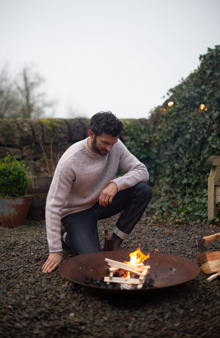 Mens British Wool Fishermans Crew Neck Jumper - Feature 5