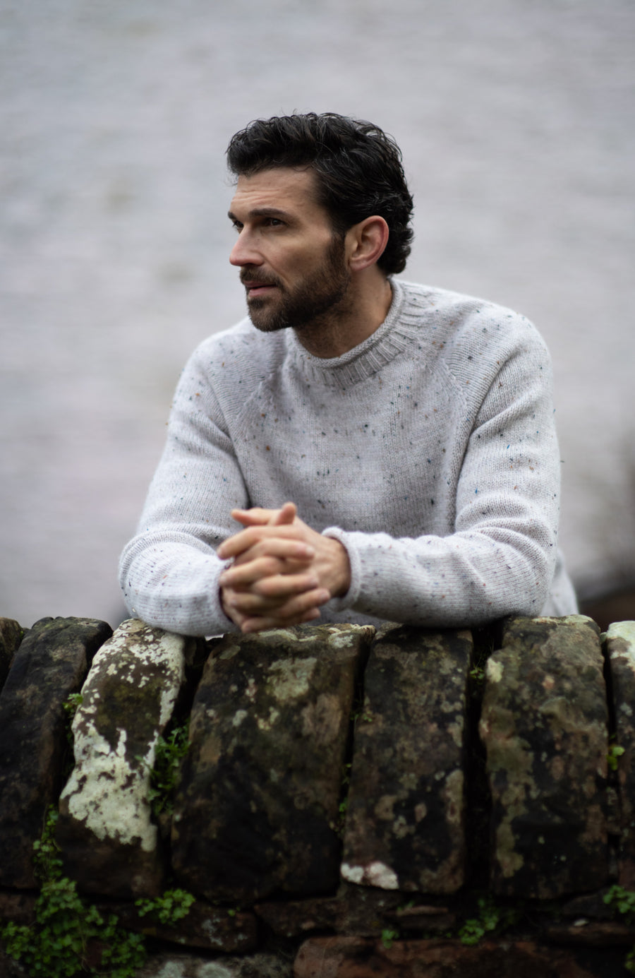 Mens British Wool Fishermans Crew Neck Jumper - Feature 3