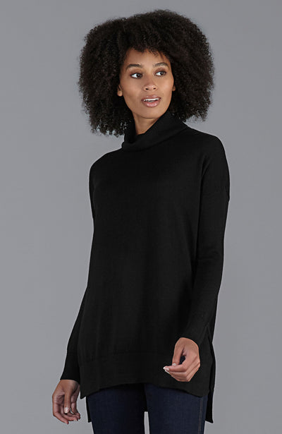 womens black relaxed roll neck