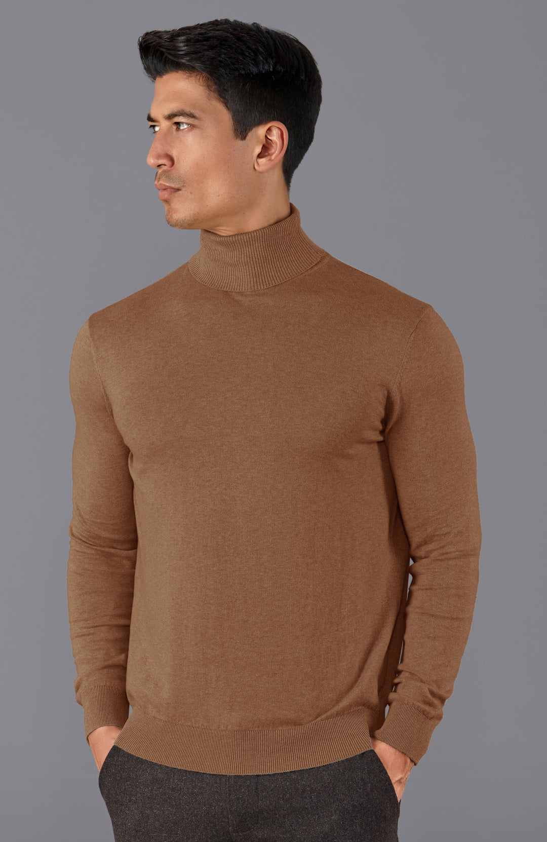 camel mens roll neck jumper