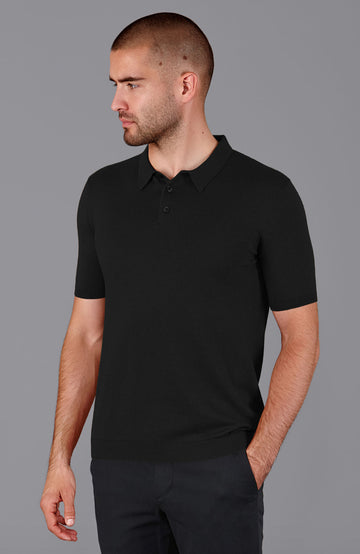 black mens short sleeve polo shirt