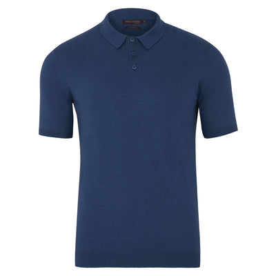 mens blue melange polo shirt