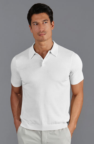 white mens short sleeve polo shirt
