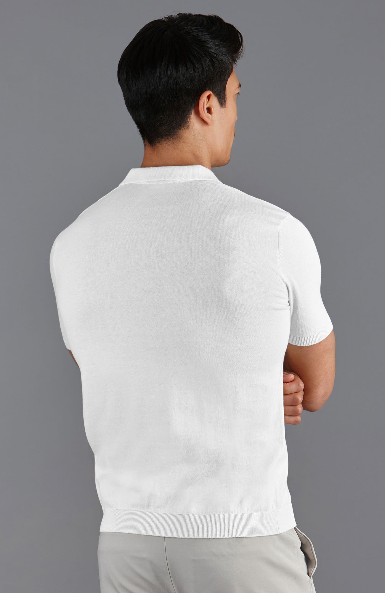 white mens short sleeve polo shirt