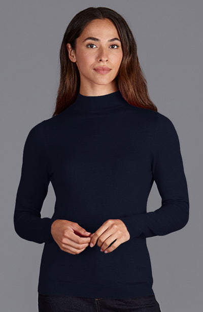 navy womens mock turtle neck sweater