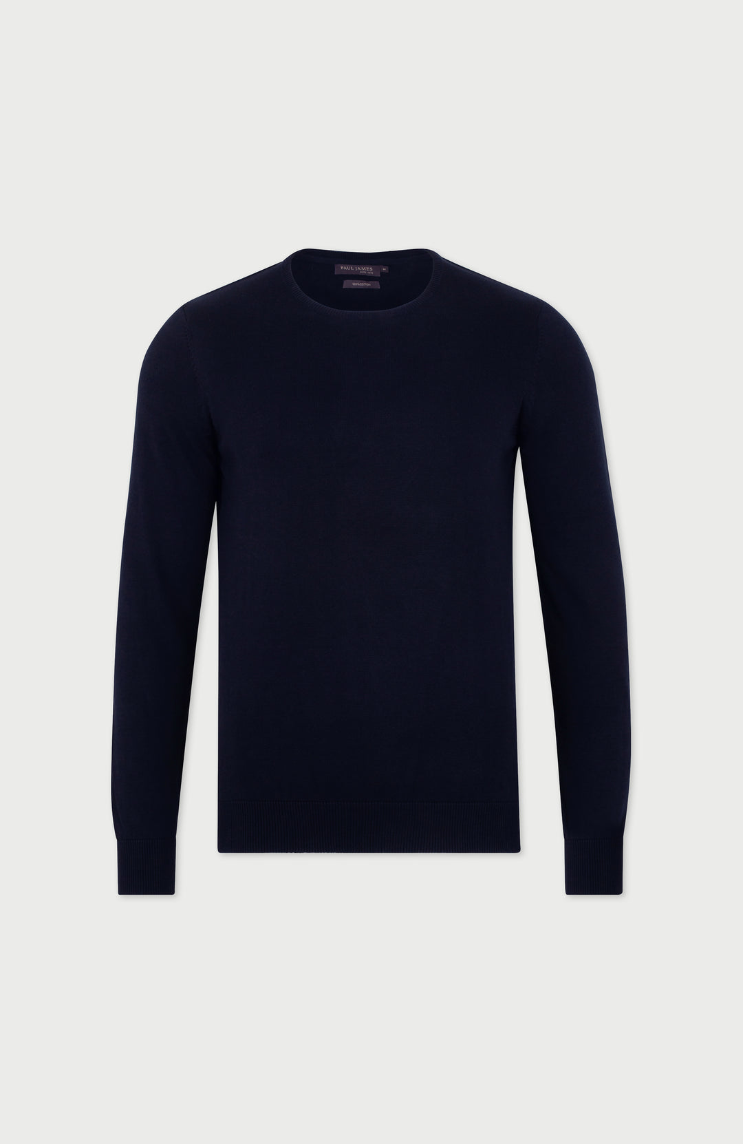 Navy Mens Cotton Crew Neck Jumper By Paul James