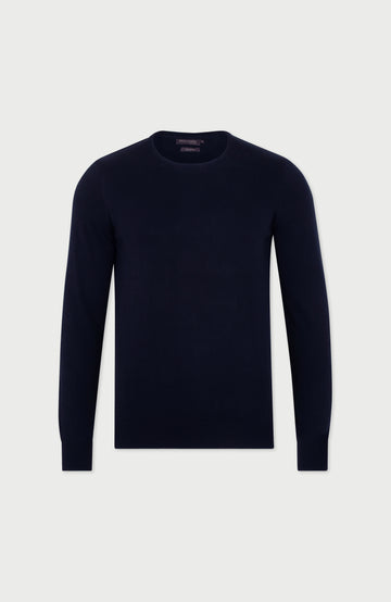 Navy Mens Cotton Crew Neck Jumper By Paul James