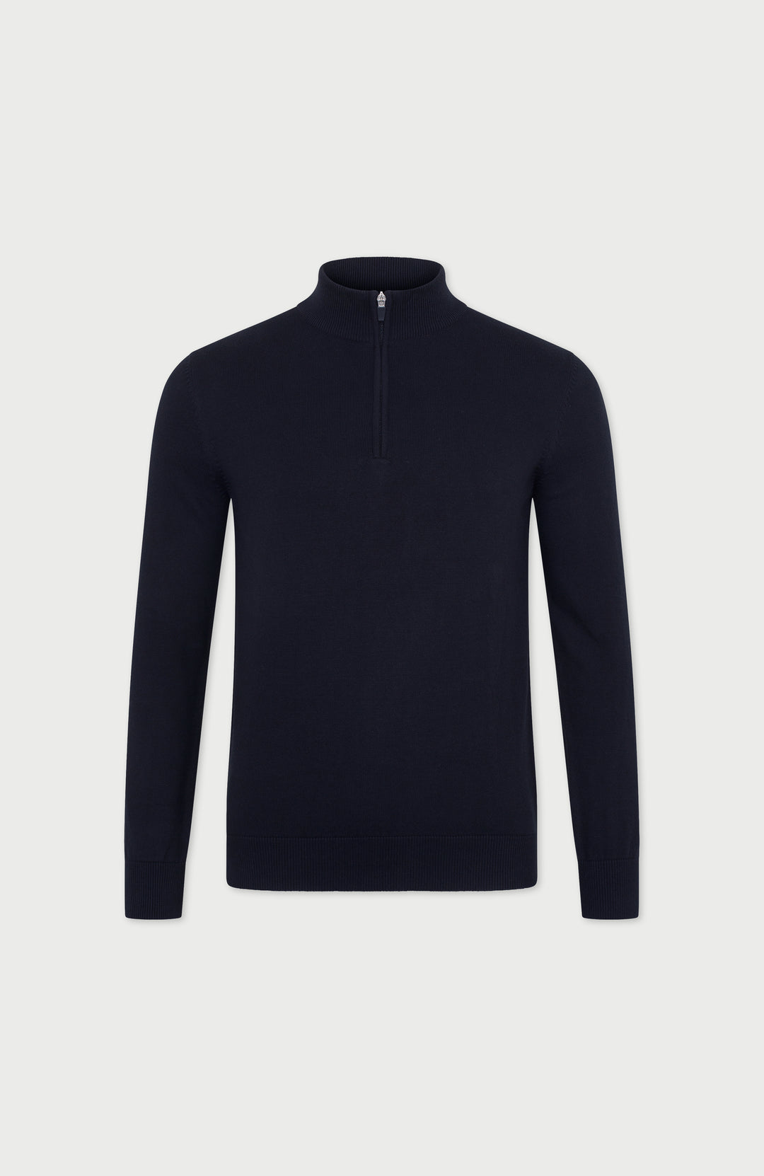 Navy Mens Cotton Zip Neck Jumper By Paul James