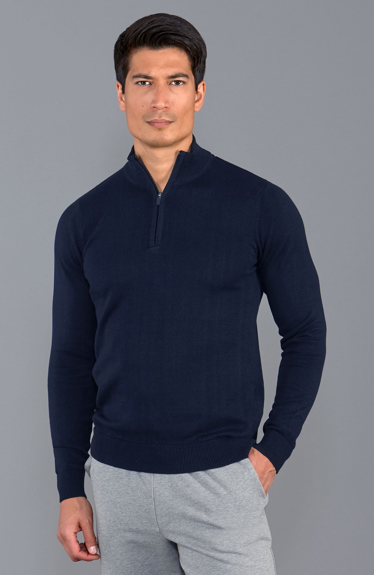 Quarter Zip Jumper With Shirt Collar Men's Quarter Zip