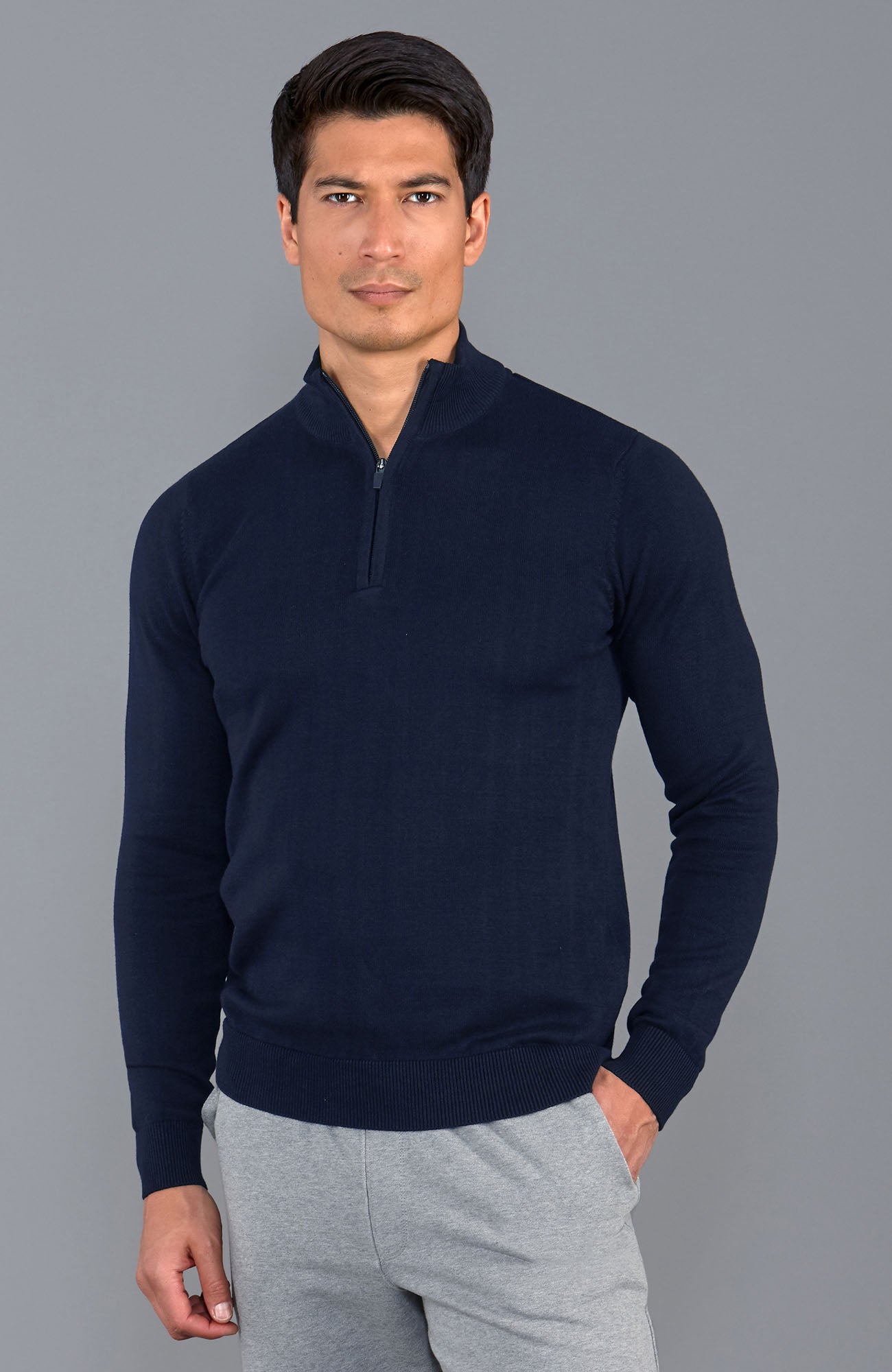 navy mens zip neck sweater