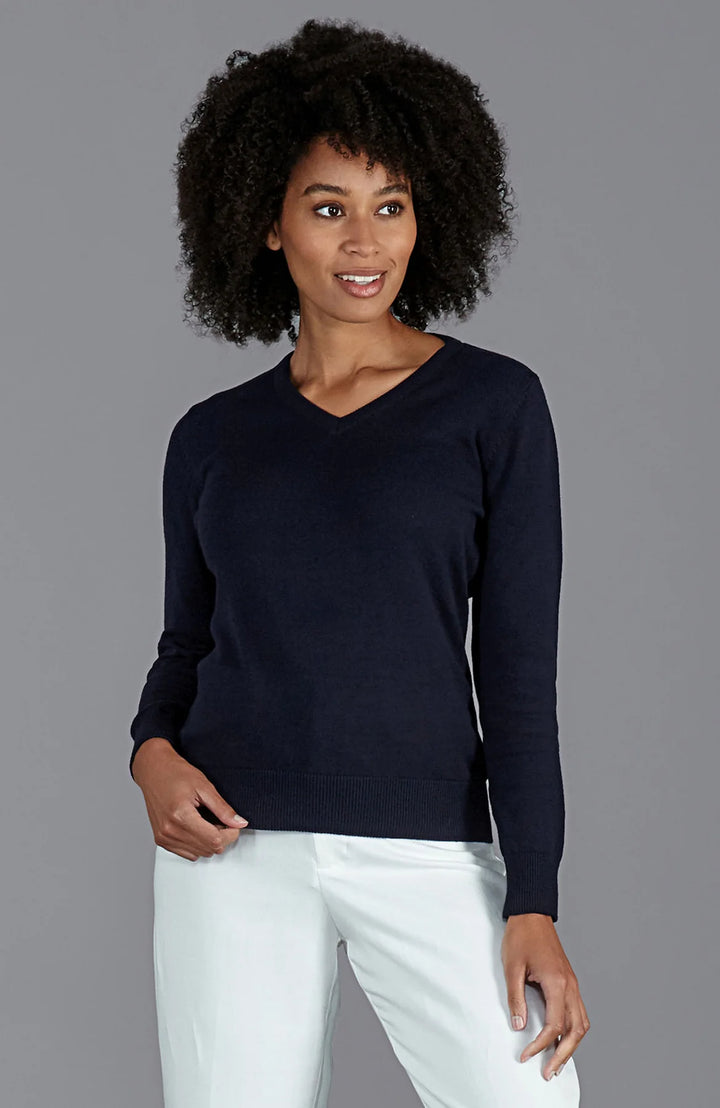 Damen Pullover mit V Ausschnitt aus reiner Baumwolle Paul James Knitwear