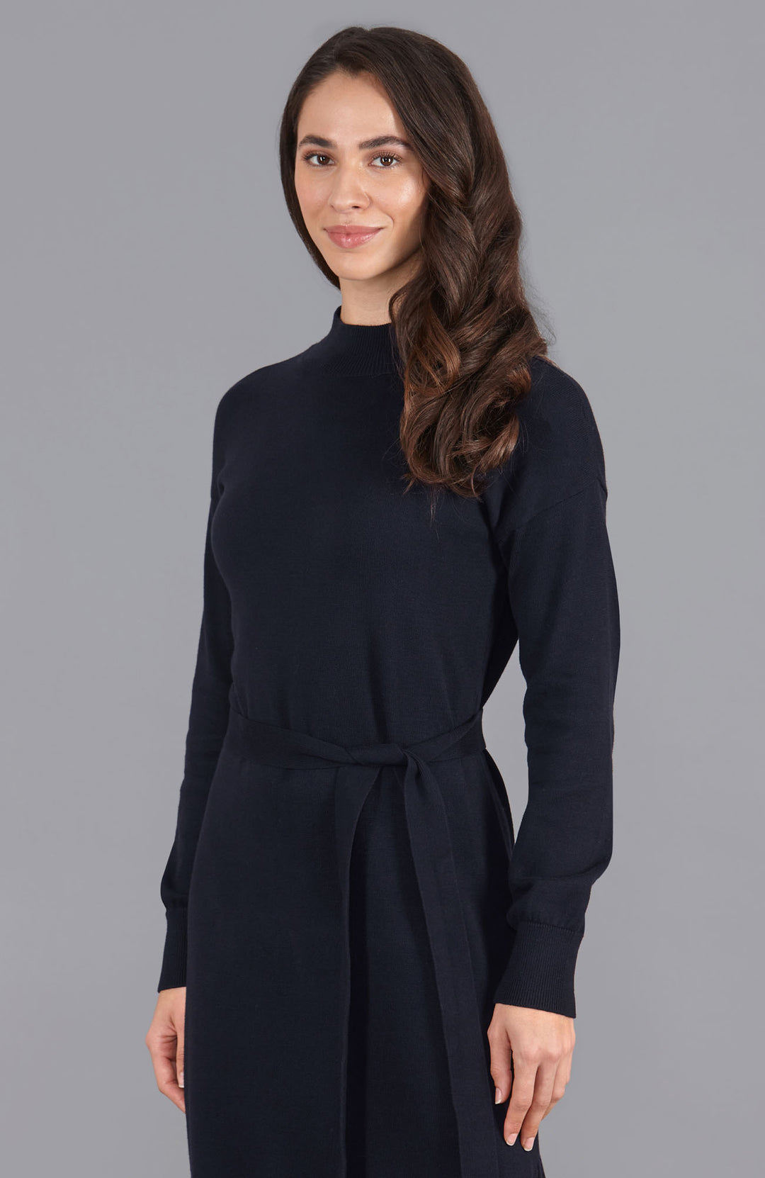 Womens Lightweight Cotton Mock Neck Dress – Paul James Knitwear