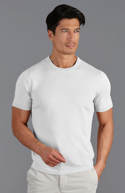 white mens knitted t shirt