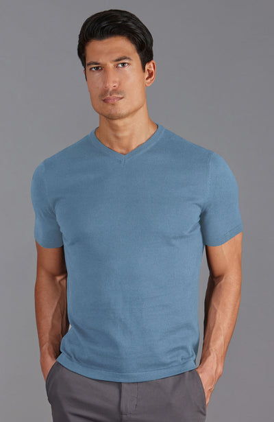 mens blue v neck t-shirt