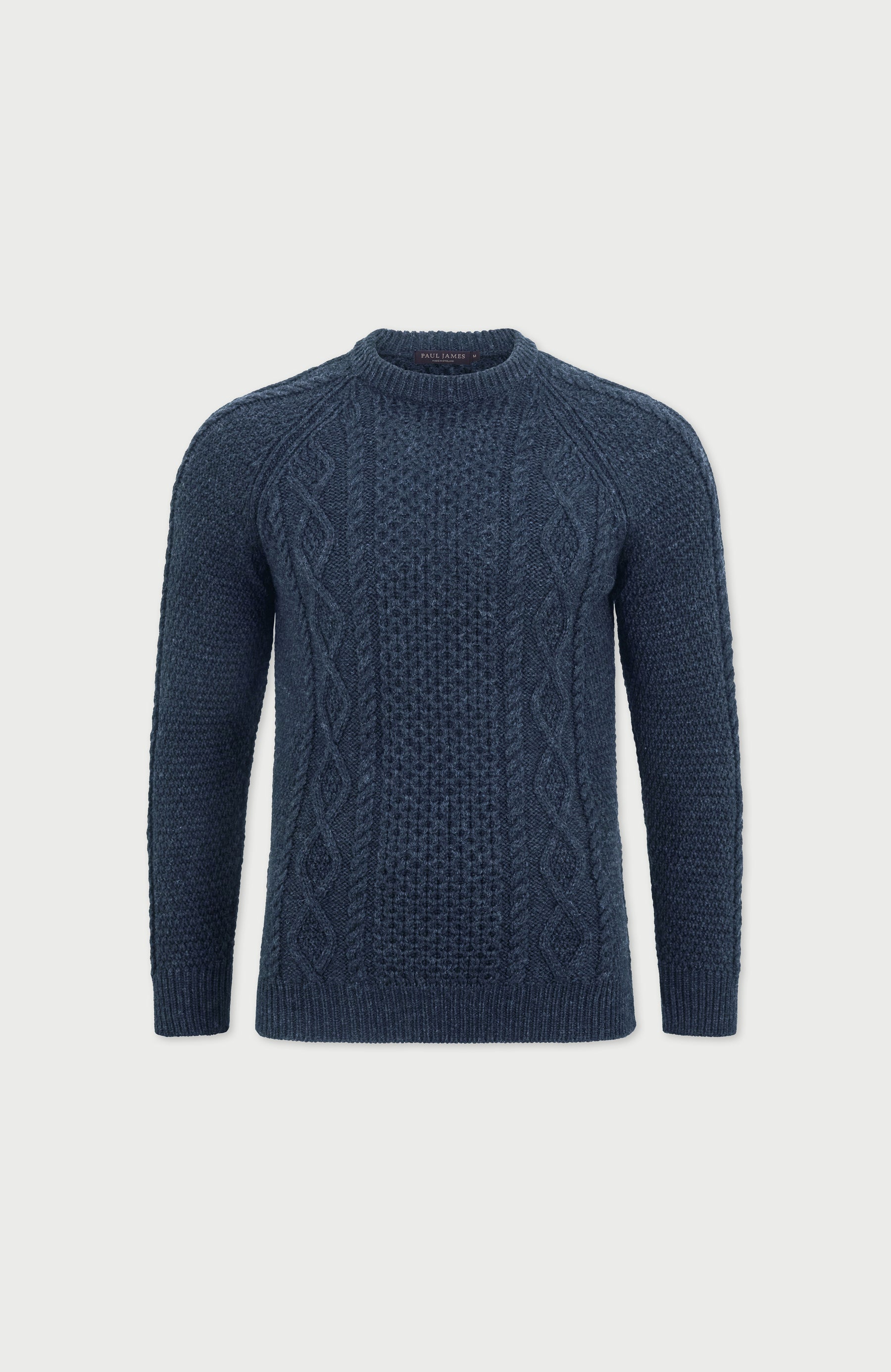 Denim Blue Mens Merino Wool Fishermans Jumper by Paul James 