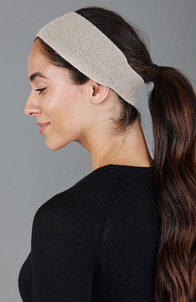 womens beige merino wool headband