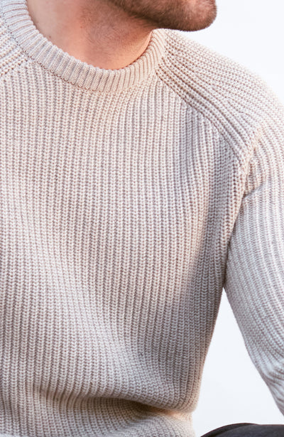 grey mens cotton fisherman jumper