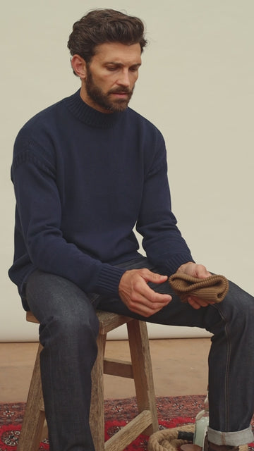 navy mens gansey sweatet