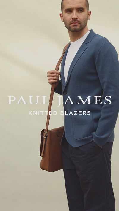 blue mens knitted blazer