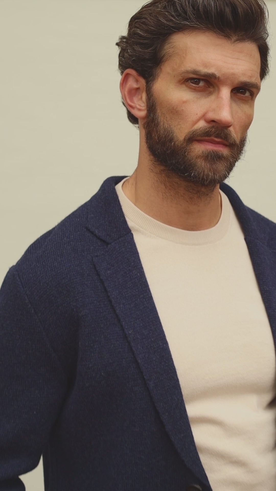 mens navy wool knitted blazer