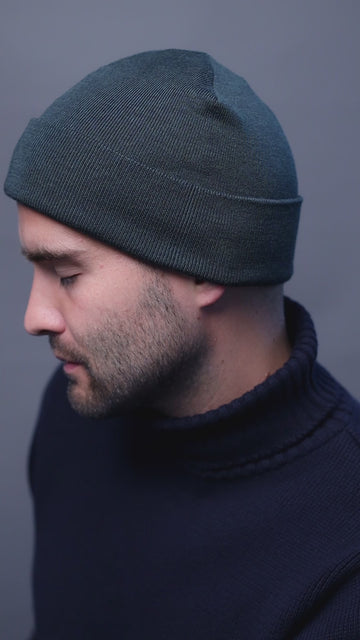 green mens knitted watch cap beanie