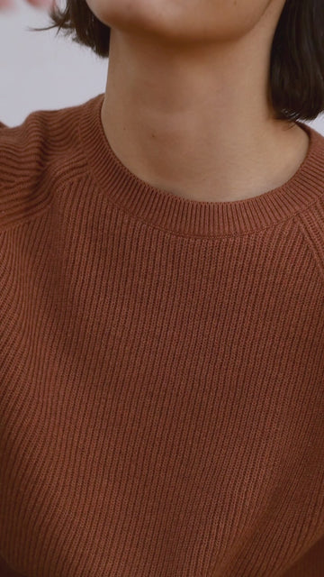 russet womens cotton ribbed t-shirt by Paul James Knitwear