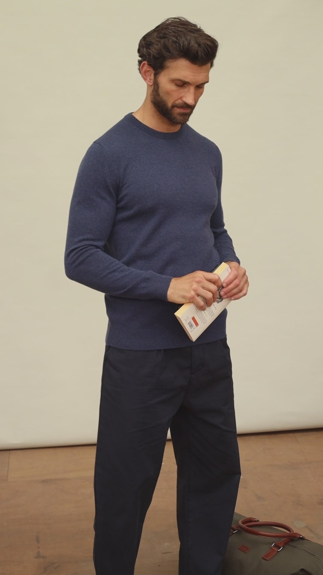 blue merino cashmere mens sweater