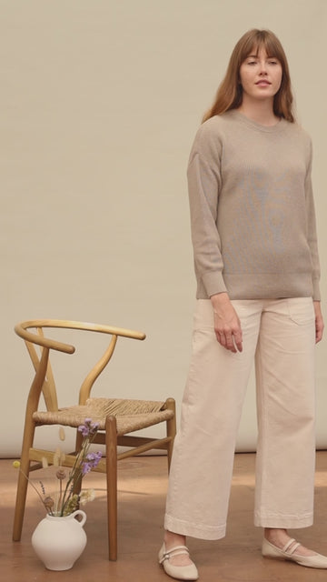 Womens Cotton Rib Jumper Crew Neck By Paul James