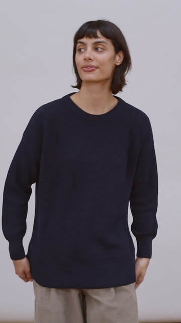 womens cotton fisherman rib knit jumper