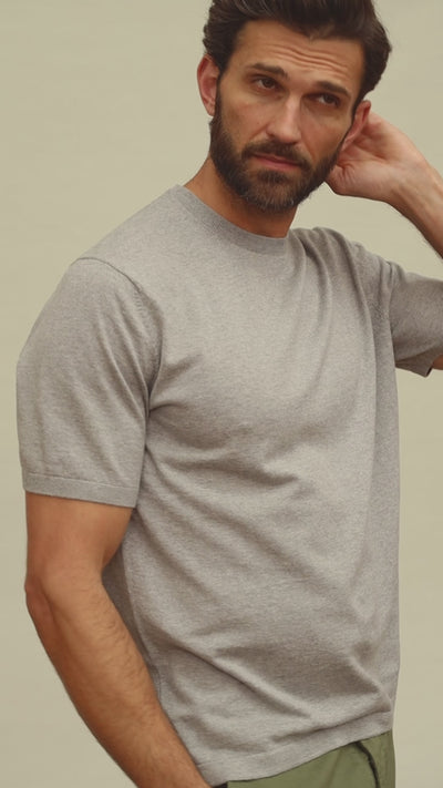 ASH GREY MENS KNITTED T-SHIRT