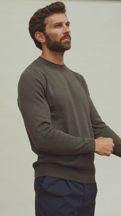 dark olive mens fisherman knit jumper