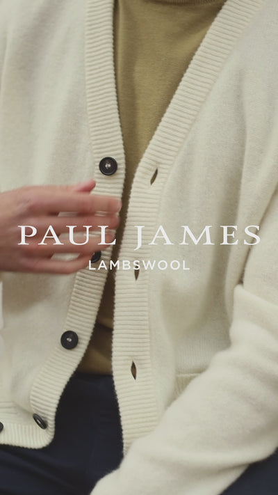 mens lambswool ecru cardigan